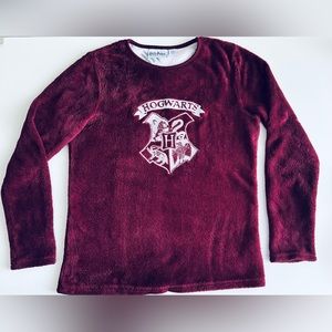 Harry Potter Hogwarts burgundy plush long sleeve top shirt 12-13